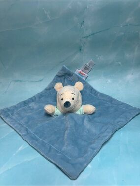 Disney Baby Winnie The Pooh Lovey Security Blanket Baby Blue Plush Toy